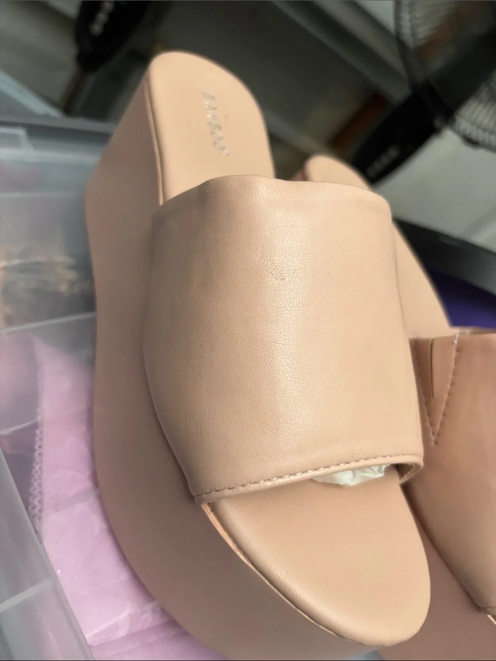 BAMBOO Blush Pink Platform Slide Sandals